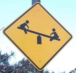 watch out for children on see-saws